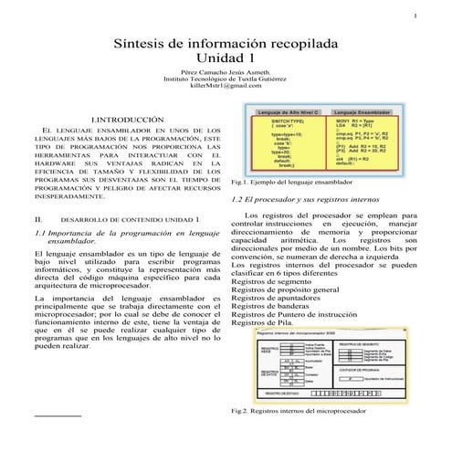 UNIDAD 1 INTRODUCCIÓN AL LENGUAJE ENSAMBLADOR