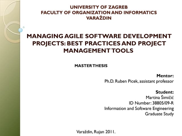 Managing Agile Software Development Projects