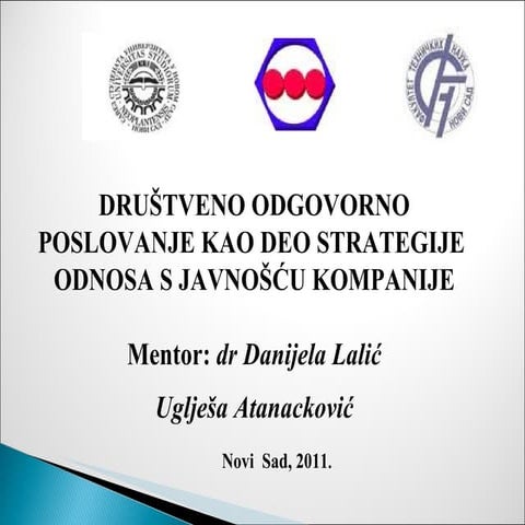Društveno odgovorno poslovanje kao deo strategije odnosa s javnošću kompanije
