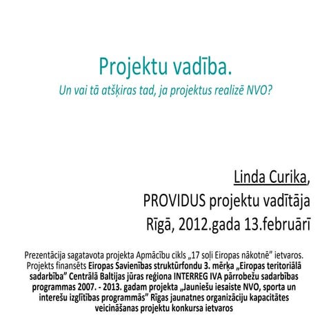 Prezentācija par projektu vadību