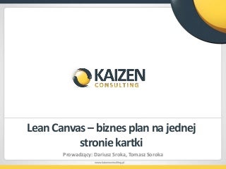 Lean Canvas - Biznes plan na jednej kartce papieru