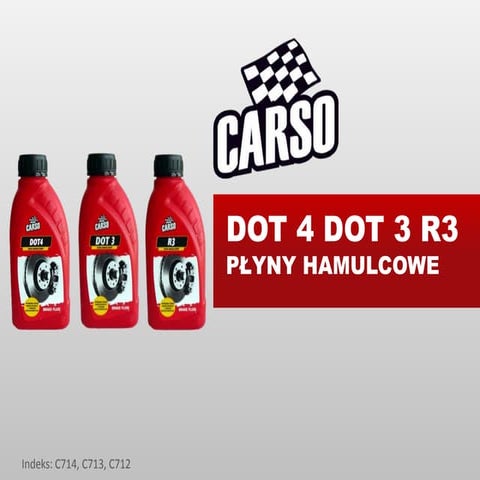 Carso C714 DOT4, C713 DOT3, C712 R3 Plyn hamulcowy przeznaczony do wymiany we...