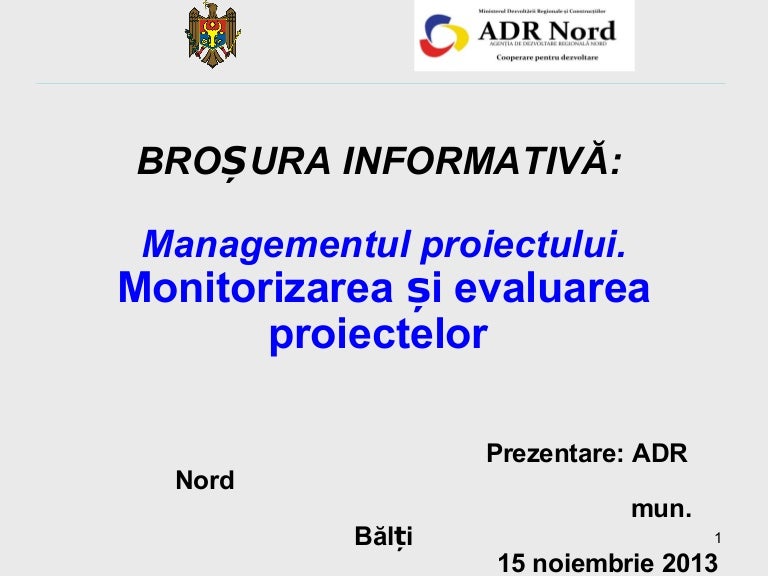 Prezentare BroÈurii Managementul Proiectelor Monitorizarea Èi Evalu
