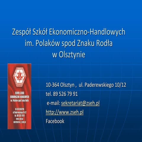 Zespół Szkół Ekonomiczno-Handlowych | PPTX | Career Planning | Careers