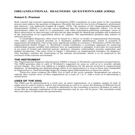 Organizational Diagnosis Questionnaire (ODQ)