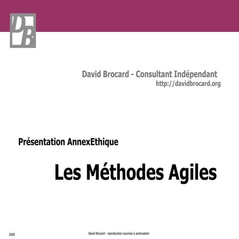 Présentation des Méthodes Agiles pour l'association AnnexEthique