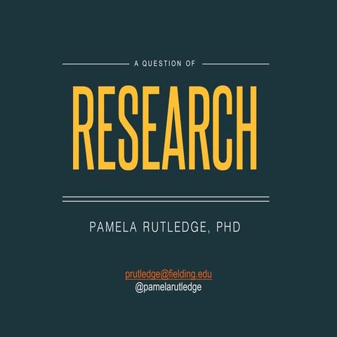 From Selfies to Fan Experience: Research Interests - Pamela Rutledge