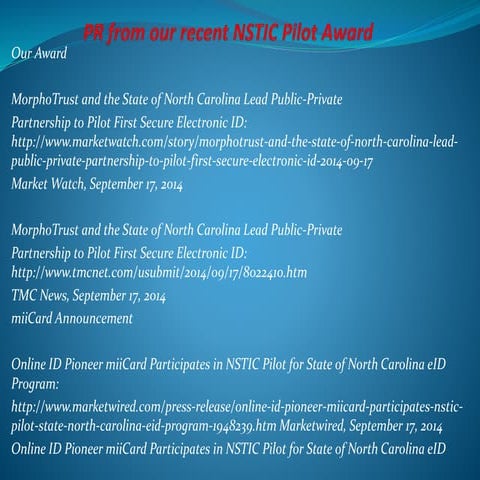 Pr from our recent nstic pilot award