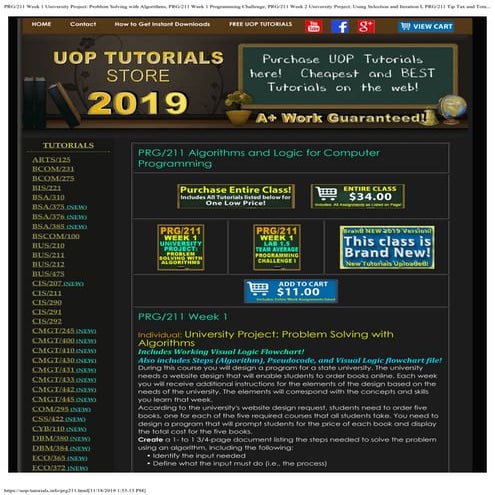 PRG/211 ENTIRE CLASS UOP TUTORIALS