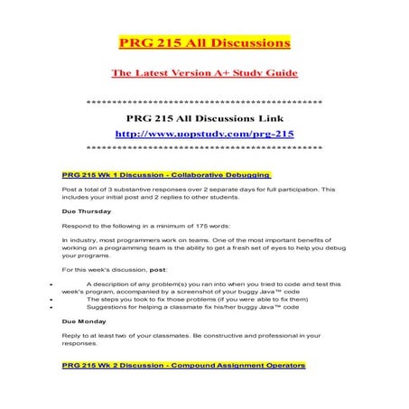 Prg 215 prg215 prg 215 discussions  uopstudy.com
