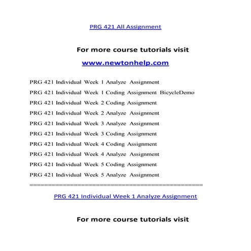 PRG 421 Extraordinary Life/newtonhelp.com 