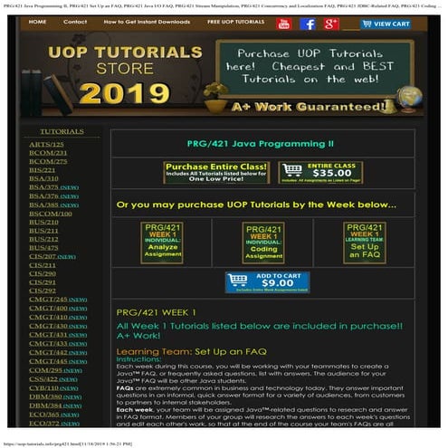 PRG/421 ENTIRE CLASS UOP TUTORIALS