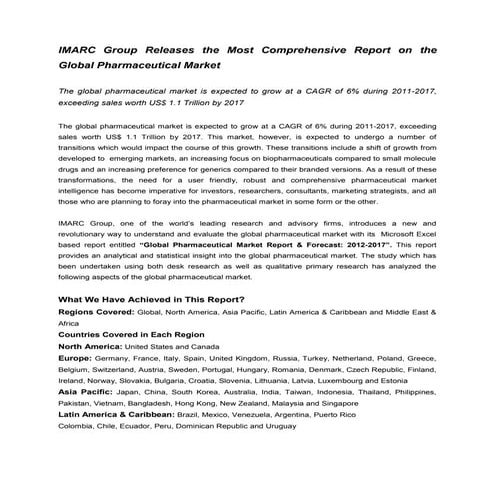 Pr global pharmaceuticals market