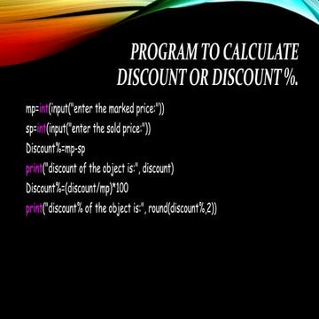 Python basic Program | PPT