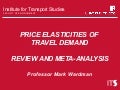 Price elasticities of  travel demand - review and meta analysis