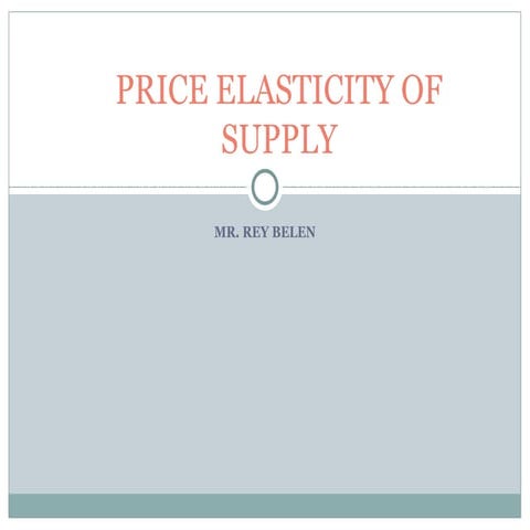 Price Elasticity Of Supply
