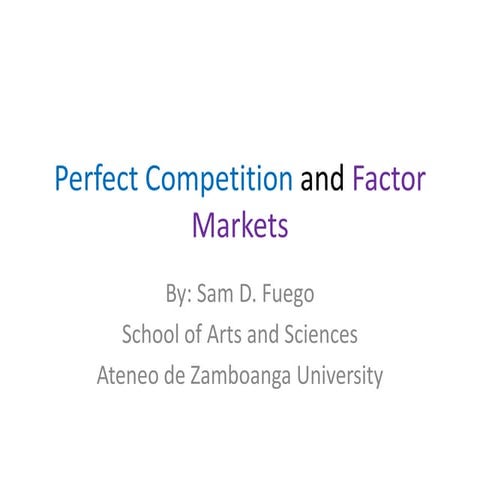 Price & inputs   perfect competition a