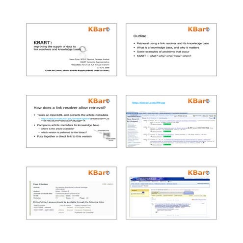 Link Resolvers, Knowledgebases and the KBART Working Group | PPTX