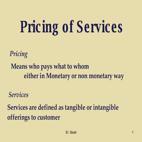 Pricing Of Services By engineer