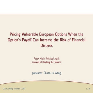 Pricing Vulnerable European Options