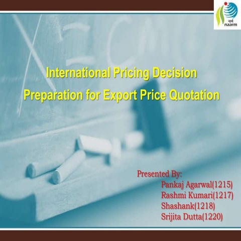 Pricing decision  in international trade