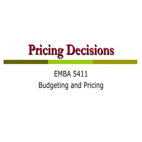 Pricing decisions