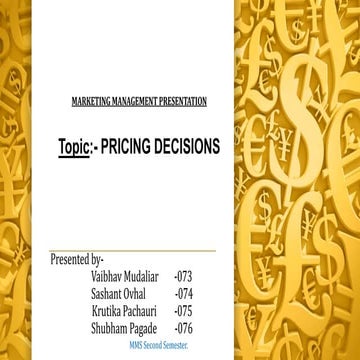 Pricing decisions in marketing management