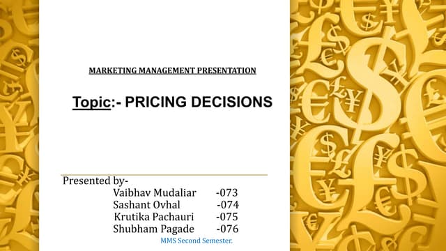 Pricing decisions in marketing management
