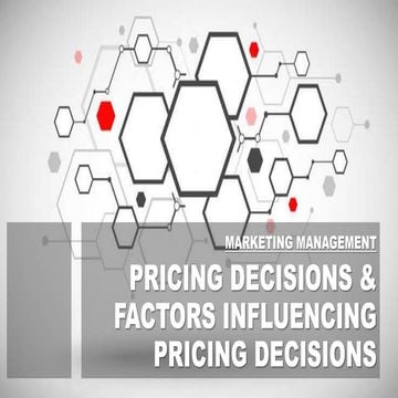 PRICING DECISIONS & FACTORS INFLUENCING PRICING DECISIONS