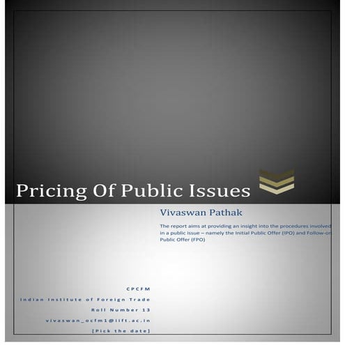 Pricing of public issues in India