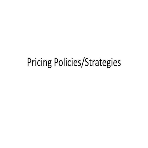 Pricing policy
