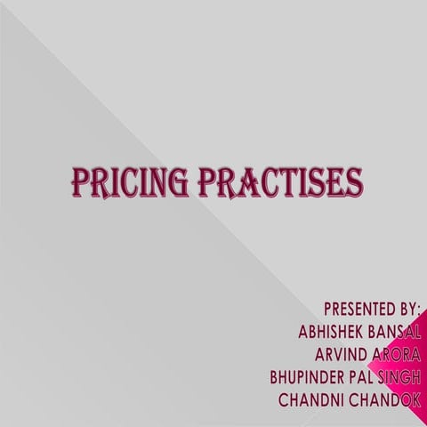 Pricing practises