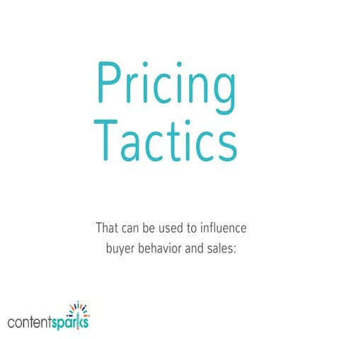 Tactics for Pricing Your Products and Services