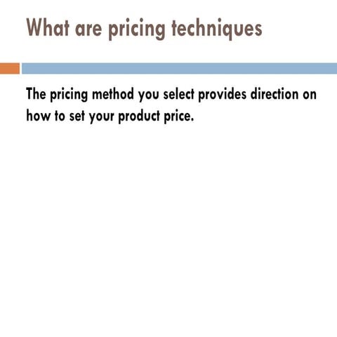 Pricing techniques 