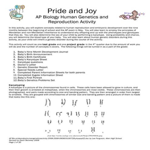 Pride And Joy Human Genetics Activity   2008   2009