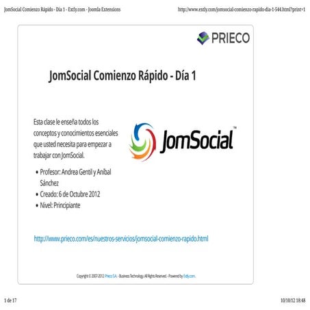 JomSocial Comienzo Rápido / Formación Joomla