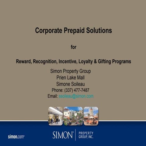 Simon Property Group, LLC Prepaid Gift Solutions