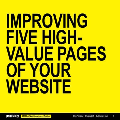 Improving the Top Five High Value Pages of Your Website