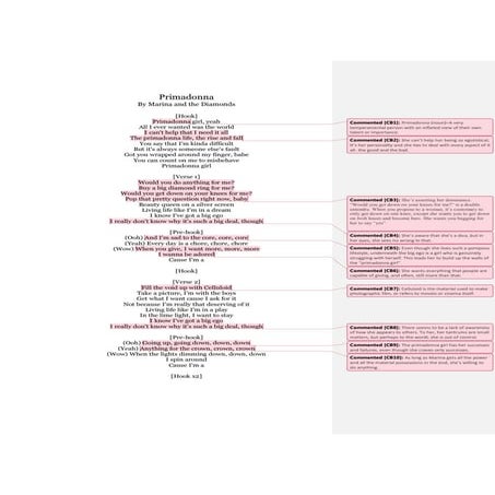 Primadonna lyric analysis