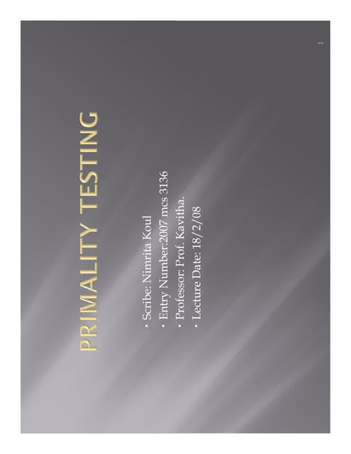 Primality testing
