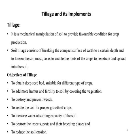 Agricultural machinery chapter 2 tillage implement | PDF