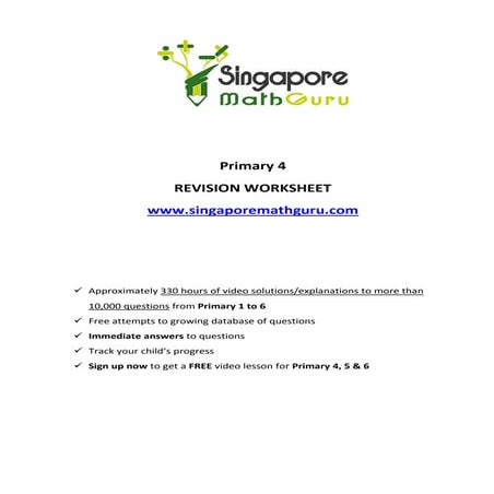 Primary 4 Math Revision, Questions & Tuition