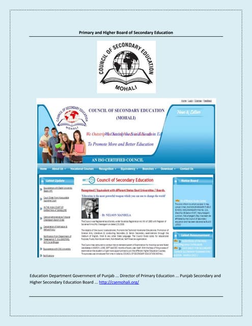 Council of secondary education, mohali punjab board | PPT | Secondary ...
