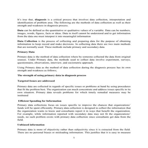 Weakness and strength of Primary and secondary data