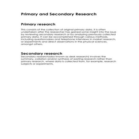 Primary and secondary research | PPT