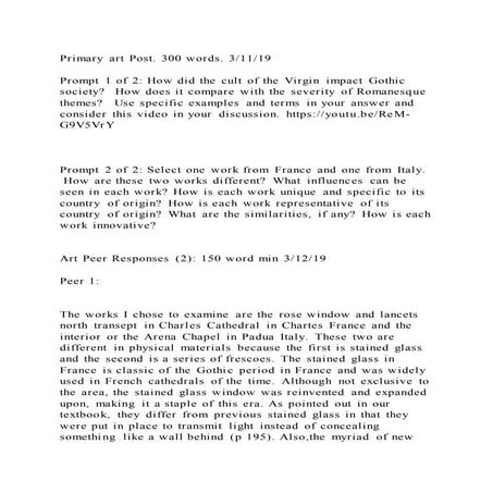 Primary art Post. 300 words. 31119Prompt 1 of 2 How did the c | DOCX