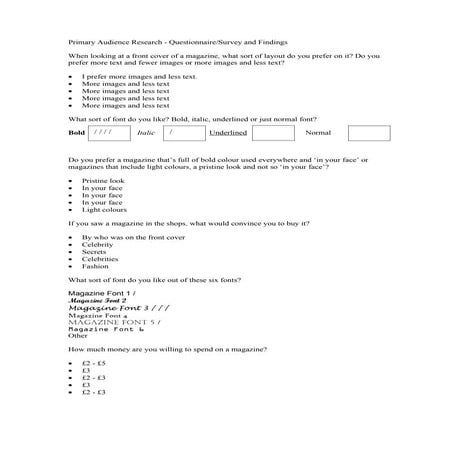Primary audience research results