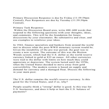 Primary Discussion Response is due by Friday (115959pm Central.docx