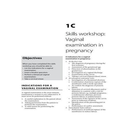 Primary Maternal Care: Skills workshop Virginal examination in pregnancy