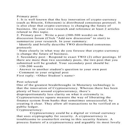 Primary post1. It is well known that the key innovation of crypto.docx